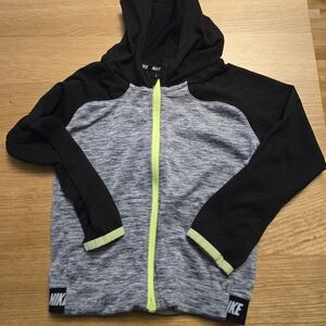 Nike Kids Black and Gray Hoodie with Neon Green Accents 24 Months